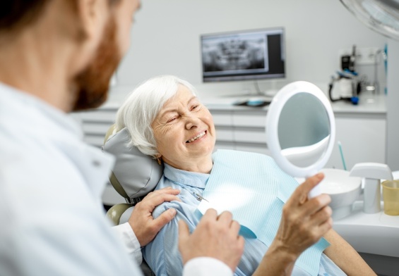 elderly patient getting dental care