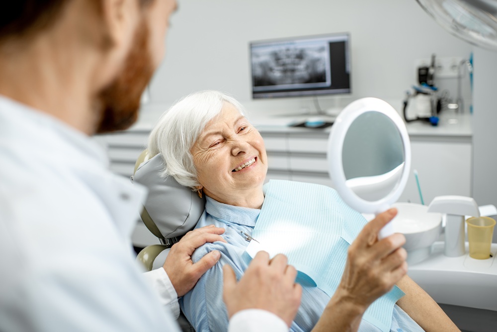 elderly patient getting dental care